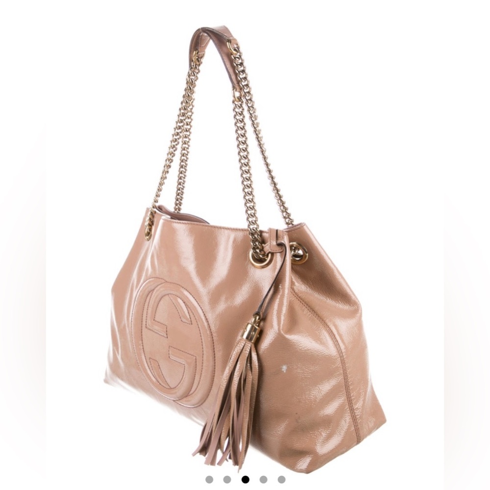 Gucci Beige/Tan Leather Double-G Shoulder Bag with Tassel - Picture 13 of 15